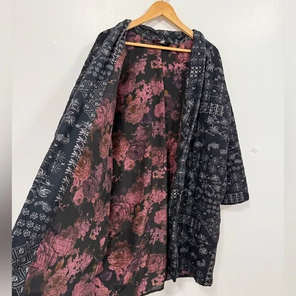 Johnny Was Workshop Ruth Quilted Kimono Jacket Coat Black XL - Picture 7 of 16